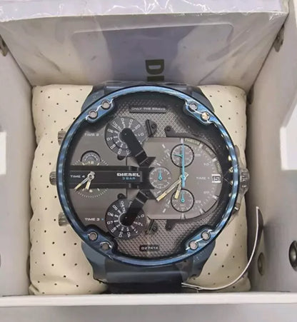 Diesel DZ7414 Daddy 2.0 Chronograph Men's Watch – Grey Dial & Blue Stainless Steel Strap