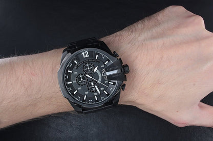 Diesel DZ4283 Mega Chief Chronograph Men's Watch – Black Dial & Black Steel Strap