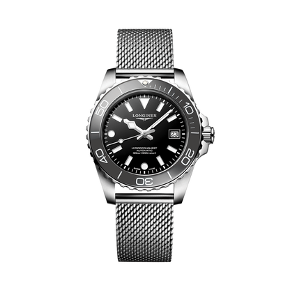 longines HydroConquest 39mm - Black on Mesh Bracelet