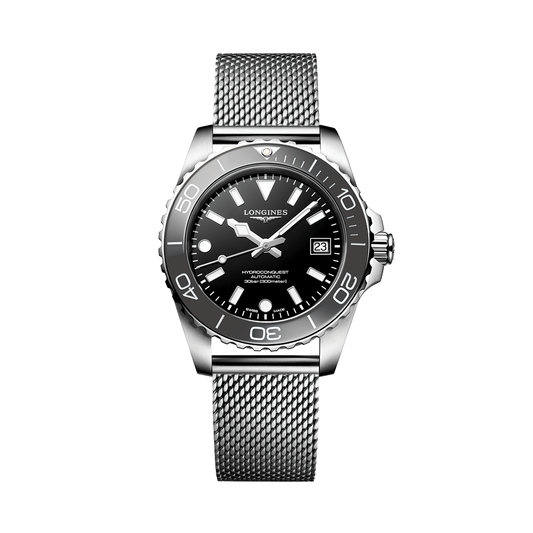 longines HydroConquest 39mm - Black on Mesh Bracelet