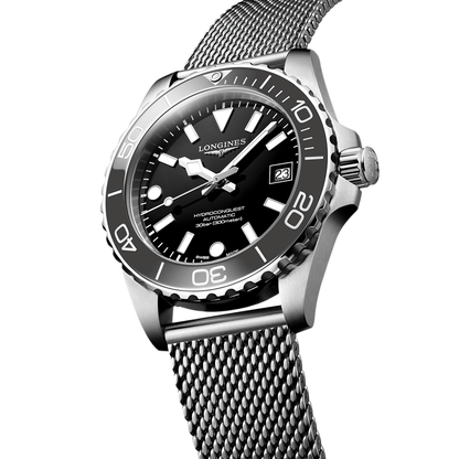 longines HydroConquest 39mm - Black on Mesh Bracelet