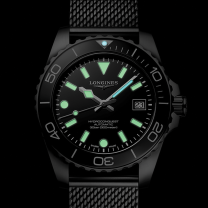 longines HydroConquest 39mm - Black on Mesh Bracelet