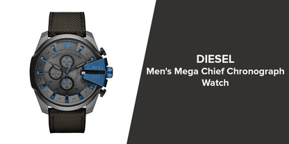 Diesel DZ4500 Mega Chief Chronograph Men's Watch – Black Dial & Black Nylon Strap