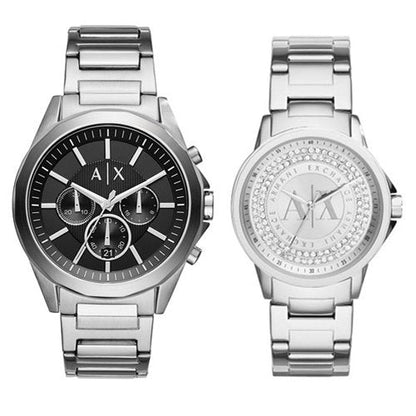 Armani Exchange Drexler AX2600 Men's Chronograph Watch – Black Dial with Silver Stainless Steel Strap
