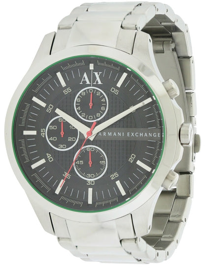 Armani Exchange Hampton AX2163 Men's Chronograph Watch – Black Dial with Silver Stainless Steel Strap