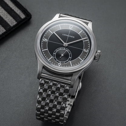 longines Heritage Classic Sector Dial 38.5mm - Black on Bracelet