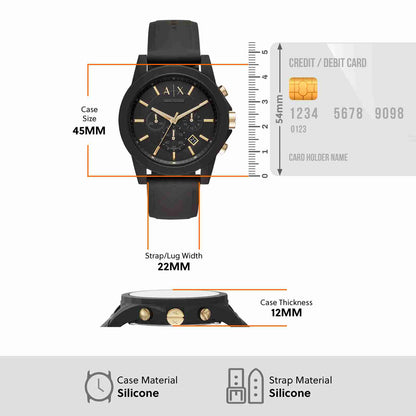 Armani Exchange Outerbanks AX7105 Men's Chronograph Watch – Black Dial with Black Stainless Steel Strap