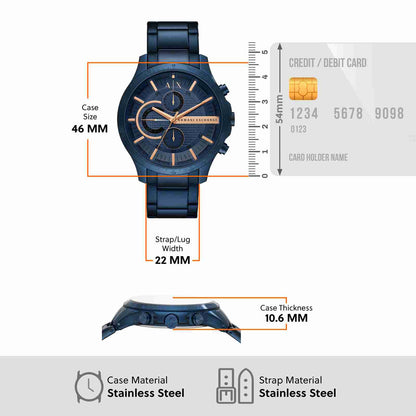 Armani Exchange Hampton AX2430 Men's Chronograph Watch – Blue Dial with Blue Stainless Steel Strap