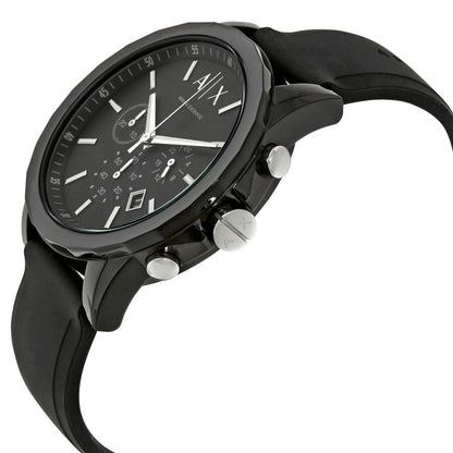 Armani Exchange Outerbanks AX1326 Men's Chronograph Watch – Black Dial with Black Silicone Strap