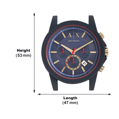 Armani Exchange Outerbanks AX1335 Men's Chronograph Watch – Blue Dial with Blue Silicone Strap