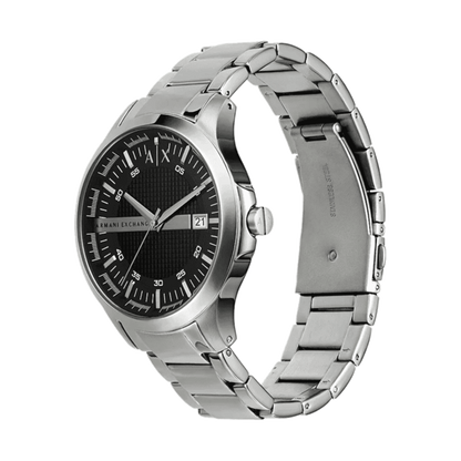 Armani Exchange Hampton AX2103 Men's Chronograph Watch – Black Dial with Silver-Tone Stainless Steel Strap
