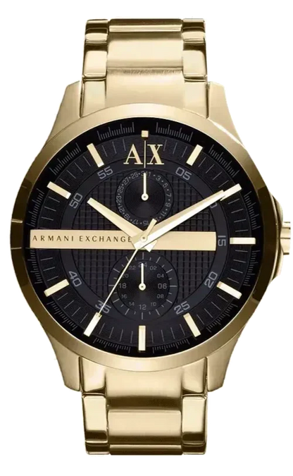 Armani Exchange Hampton AX2122 Men's Chronograph Watch – Black Dial with Gold Stainless Steel Strap