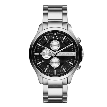 Armani Exchange Hampton AX2152 Men's Chronograph Watch – Black Dial with Silver Stainless Steel Strap
