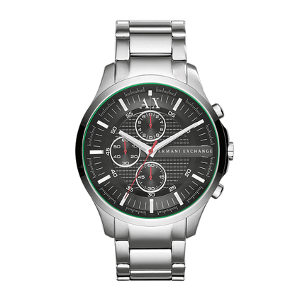 Armani Exchange Hampton AX2163 Men's Chronograph Watch – Black Dial with Silver Stainless Steel Strap