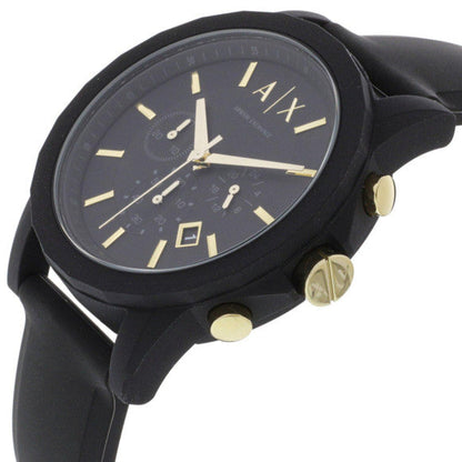 Armani Exchange Outerbanks AX7105 Men's Chronograph Watch – Black Dial with Black Stainless Steel Strap