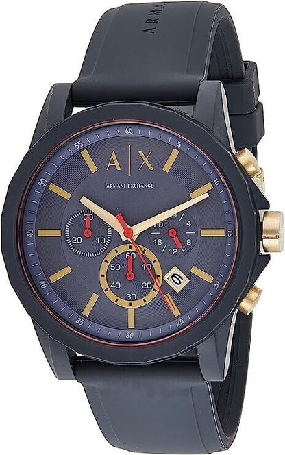 Armani Exchange Outerbanks AX1335 Men's Chronograph Watch – Blue Dial with Blue Silicone Strap