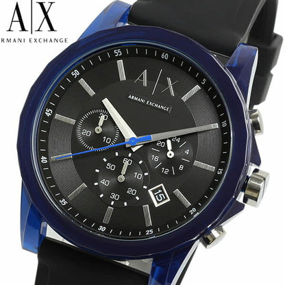 Armani Exchange Outerbanks AX1339 Men's Chronograph Watch – Black Dial with Black Silicone Strap