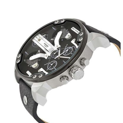 Diesel DZ7313 Mr. Daddy Chronograph Men's Watch – Black Dial & Black Leather Strap