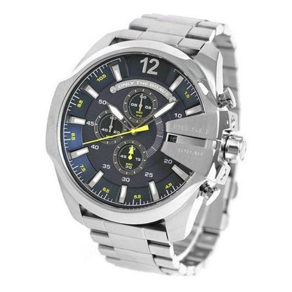 Diesel DZ4465 Mega Chief Chronograph Men's Watch – Blue Dial & Silver Stainless Steel Strap