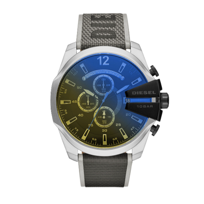 Diesel DZ4523 Mega Chief Chronograph Men's Watch – Black Dial & Grey Nylon Strap