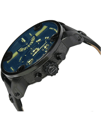 Diesel DZ7257 Little Daddy Chronograph Men's Watch – Blue Dial & Black Leather StrapDiesel DZ7257 Little Daddy Chronograph Men's Watch – Blue Dial & Black Leather Strap
