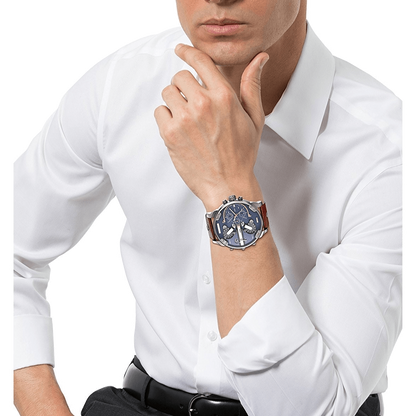 Diesel DZ7314 Mr. Daddy Chronograph Men's Watch – Blue Dial & Brown Leather Strap