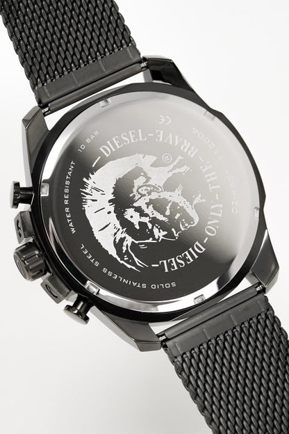 Diesel DZ4527 Mega Chief Chronograph Men's Watch – Black Dial & Black Mesh Strap