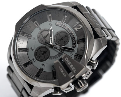 Diesel DZ4282 Mega Chief Chronograph Men's Watch – Grey Dial & Grey Stainless Steel Strap