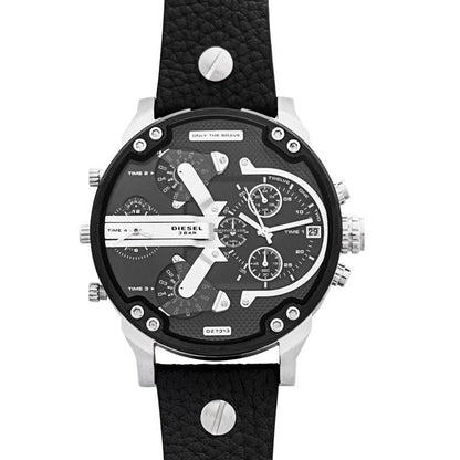 Diesel DZ7313 Mr. Daddy Chronograph Men's Watch – Black Dial & Black Leather Strap