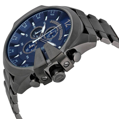 Diesel DZ4329 Mega Chief Chronograph Men's Watch – Blue Dial & Black Stainless Steel Strap