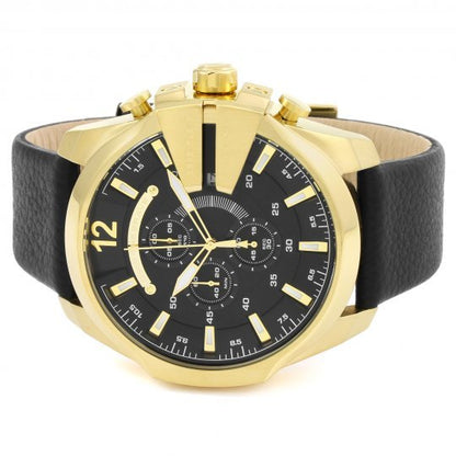 Diesel DZ4344 Mega Chief Chronograph Men's Watch – Black Dial & Black Leather Strap