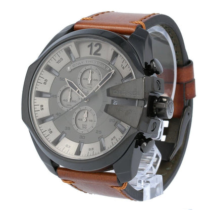 Diesel DZ4463 Mega Chief Chronograph Men's Watch – Grey Dial & Brown Leather Strap