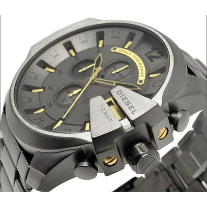 Diesel DZ4466 Mega Chief Chronograph Men's Watch – Grey Dial & Grey Stainless Steel Strap