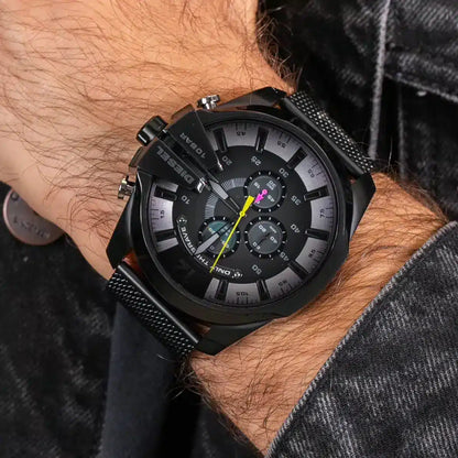 Diesel DZ4514 Mega Chief Chronograph Men's Watch – Black Dial & Black Mesh Bracelet