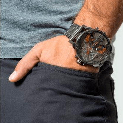 Diesel DZ7315 Mr. Daddy 2.0 Chronograph Men's Watch – Grey Dial & Grey Stainless Steel Strap