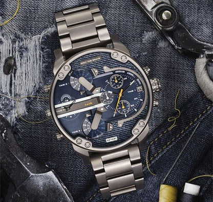 Diesel DZ7331 Big Daddy 2.0 Chronograph Men's Watch – Blue Dial & Grey Stainless Steel Strap