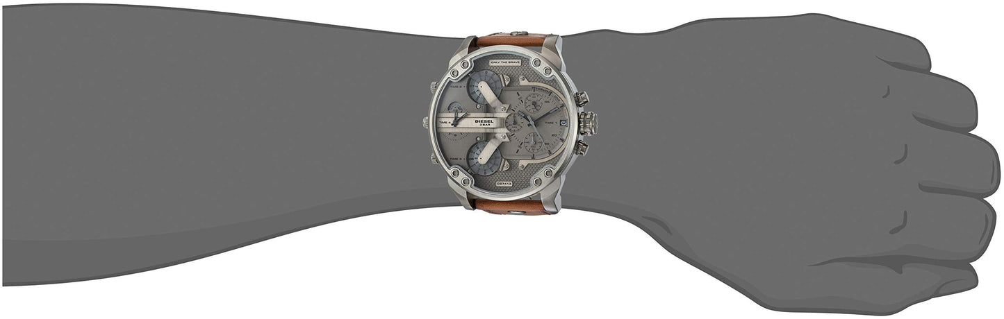 Diesel DZ7413 Mr. Daddy Chronograph Men's Watch – Grey Dial & Brown Leather Strap