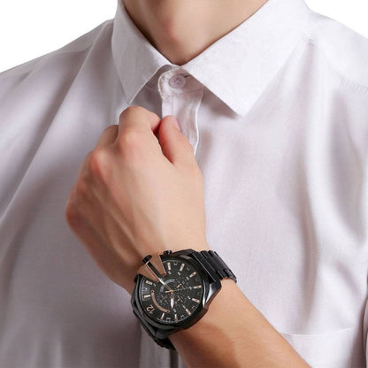 Diesel DZ4309 Mega Chief Chronograph Men's Watch – Black Dial & Black Stainless Steel Strap