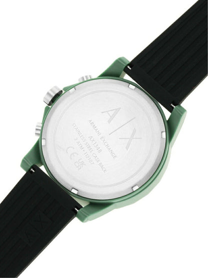 Armani Exchange Outerbanks AX1348 Men's Chronograph Watch – Black Dial with Black Silicone Strap