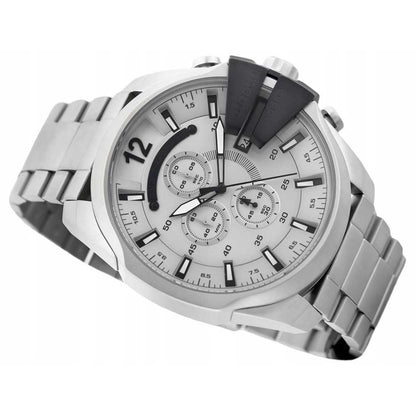Diesel DZ4501 Mega Chief Chronograph Men's Watch – Silver Dial & Silver Stainless Steel Strap