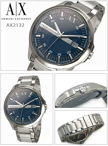 Armani Exchange Hampton AX2132 Men's Chronograph – Blue Dial with Silver Stainless Steel Bracelet