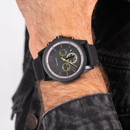 Armani Exchange Outerbanks AX1343 Men's Chronograph Watch – Black Dial with Black Silicone Strap