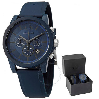 Armani Exchange Outerbanks AX7128 Men's Chronograph Watch – Blue Dial with Blue Silicone Strap