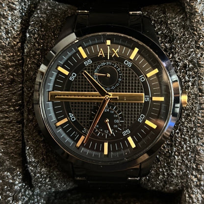 Armani Exchange Hampton AX2121 Men's Chronograph Watch – Black Dial with Black Stainless Steel Strap
