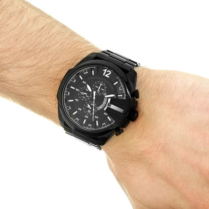 Diesel DZ4283 Mega Chief Chronograph Men's Watch – Black Dial & Black Steel Strap