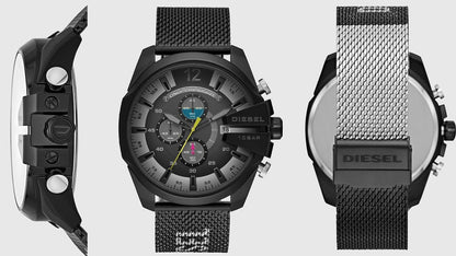 Diesel DZ4514 Mega Chief Chronograph Men's Watch – Black Dial & Black Mesh Bracelet