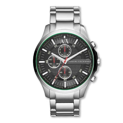 Armani Exchange Hampton AX2163 Men's Chronograph Watch – Black Dial with Silver Stainless Steel Strap