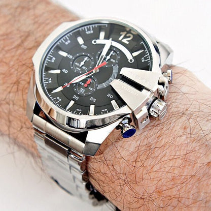 Diesel DZ4308 Mega Chief Chronograph Men's Watch – Black Dial & Silver Stainless Steel Strap