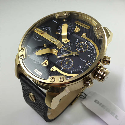Diesel DZ7371 Mr. Daddy Chronograph Men's Watch – Black Dial & Black Leather Strap