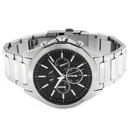 Armani Exchange Drexler AX2600 Men's Chronograph Watch – Black Dial with Silver Stainless Steel Strap